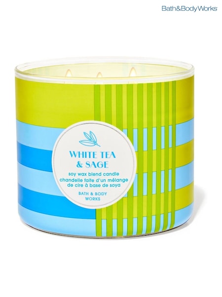 Bath & Body Works White Tea and Sage 3 Wick Candle 14.5 oz / 411 g (F11714) | £19.50