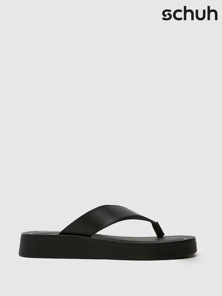 Schuh Tanisha Toe Post Black Sandals (F11797) | £45 - £50