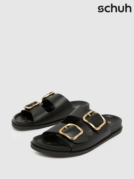 Schuh Tylee Leather Buckle Footbead Beige Sandals (F11813) | £50