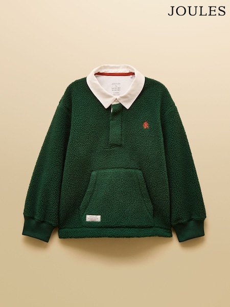 Joules Boys' Fleece Rugby Green Collared Sweatshirt (F11933) | £29 - £35