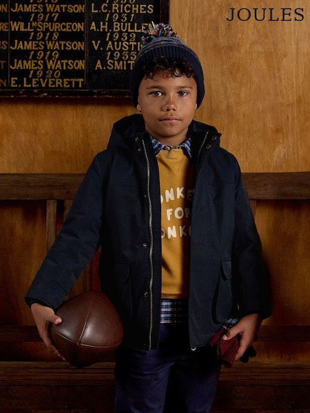 Joules Boys' Ultimate Navy Waterproof Coat with Quilted Lining (F12089) | £59 - £69