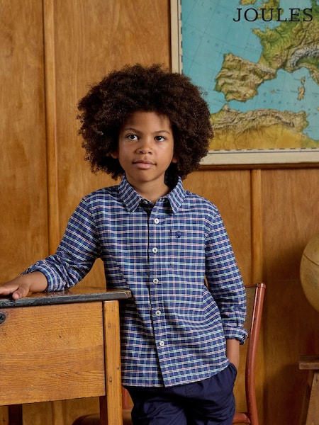 Joules Boys' Welford Blue Check Checked Shirt (F12205) | £22 - £28