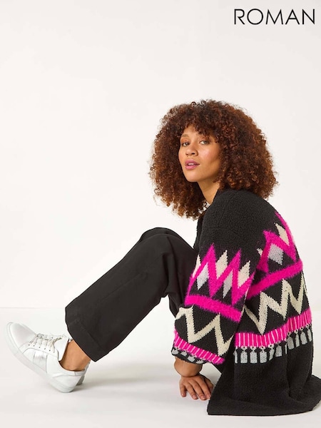 Roman Pink Jacquard Knit Cardigan (F12261) | £48