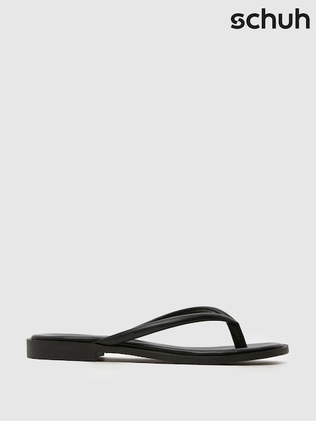 Schuh Tulia Toe Post Black Sandals (F12434) | £26