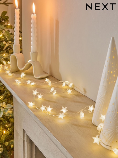 White Frosty Star Fairy Lights (F12473) | £16