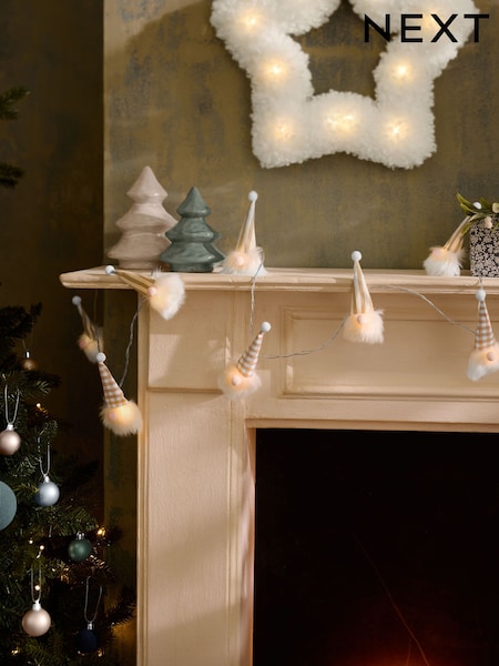 Natural Christmas Skandi Gonk Fairy Lights (F12474) | £12