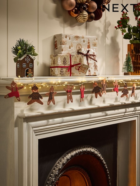 Brown Gingerbread Christmas Fairy Lights (F12475) | £12