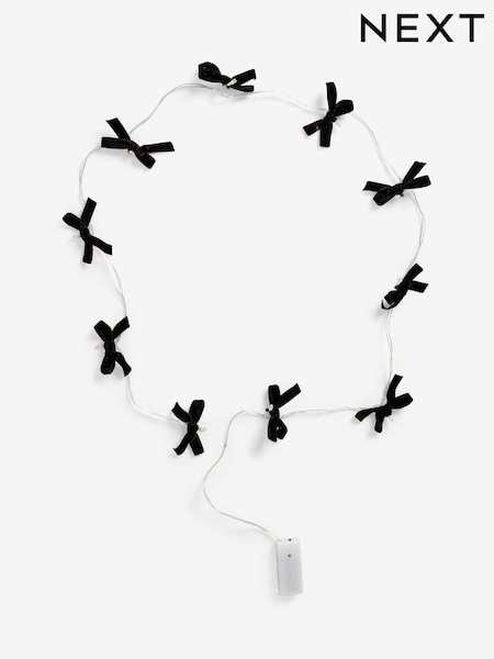 Black Velvet Bow 10 Decorative Line Lights (F12482) | £10