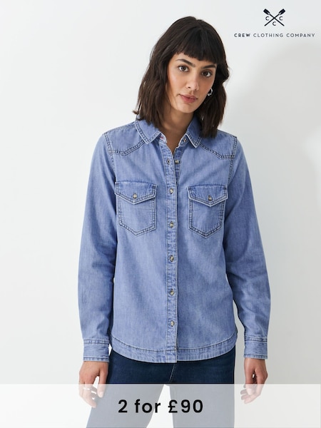 Crew Clothing Blue Denim 100% Cotton Shirt (F12516) | £59