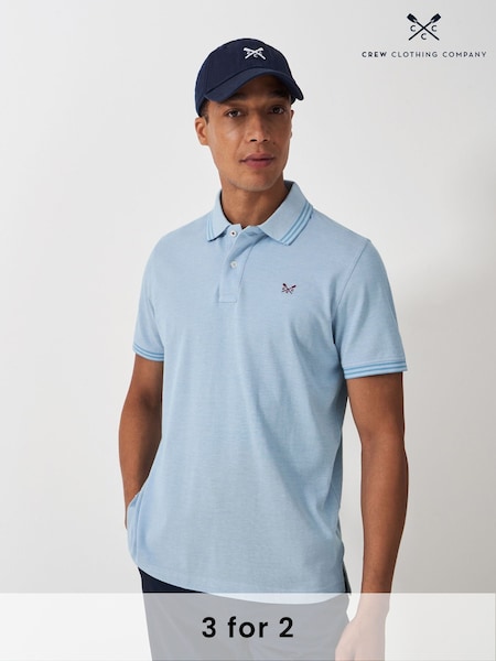 Crew Clothing Blue Oxford 100% Cotton Polo Shirt (F12543) | £42