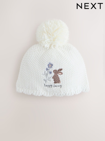 Cream Baby Embroidered Bunny Character Hat (0mths-2yrs) (F12710) | £7