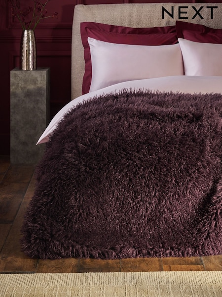 Plum Purple Monoglian Faux Fur Throw (F12815) | £60 - £100