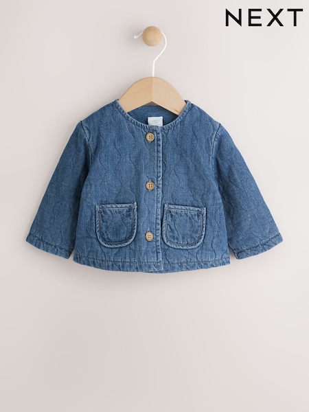 Blue Denim Jersey Quilted Baby Jacket (0mths-2yrs) (F12823) | £19 - £21