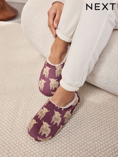 Burgundy Hamish the Highland Cow Slippers (F12831) | £14