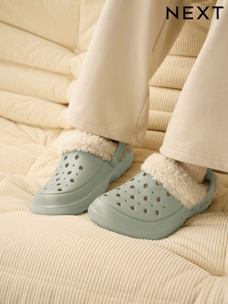 Pink Leopard Print Faux Fur Lined Clog Slippers (F12834) | £18