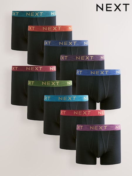 Black Rich Marl Waitsband 10 pack A-Front Boxers (F12997) | £46