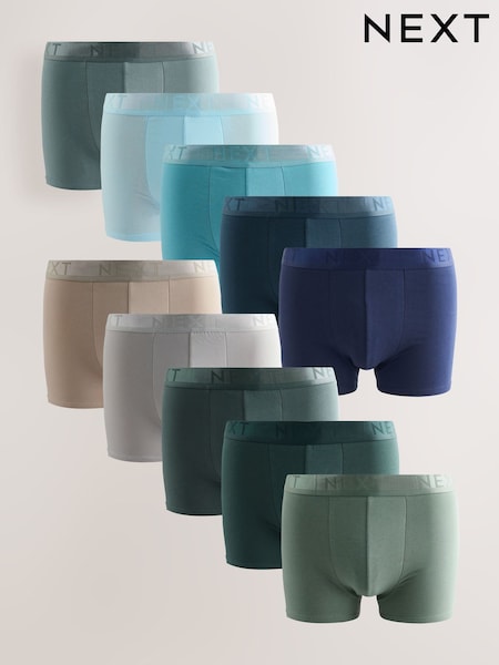 Blue/Green/Grey Rich Trunk Boxers 10 Pack (F13008) | £48