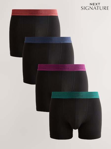 Black Rich Metallic Red/Green Waistband Signature Trunk Boxers (F13013) | £24