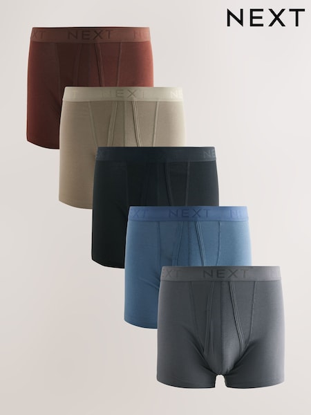 Blue/ Grey/ Ecru/ Red/ Black 5 Pack A-Front Boxers (F13016) | £29