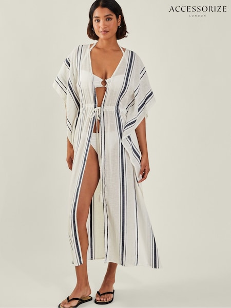 Accessorize Black 100% Cotton Stripe Kaftan (F13392) | £45