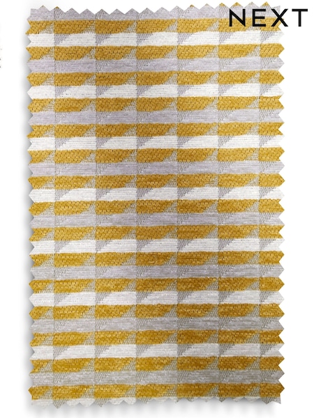 Ochre Yellow Mini Stripe Geo Upholstery Swatch (F13415) | £0