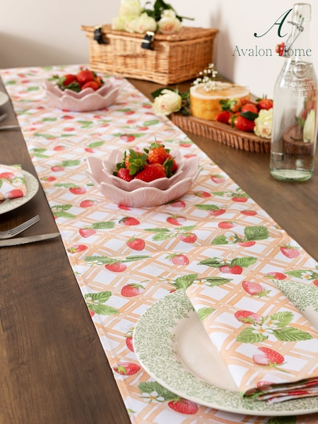 Avalon Home Pink Strawberry Picnic Table Runner (F13432) | £36