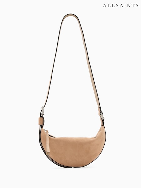 AllSaints Tan Halfmoon Suede Xbody Bag (F13502) | £159