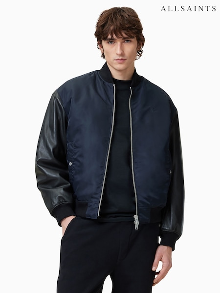 AllSaints Black Myler Bomber Jacket (F13504) | £349