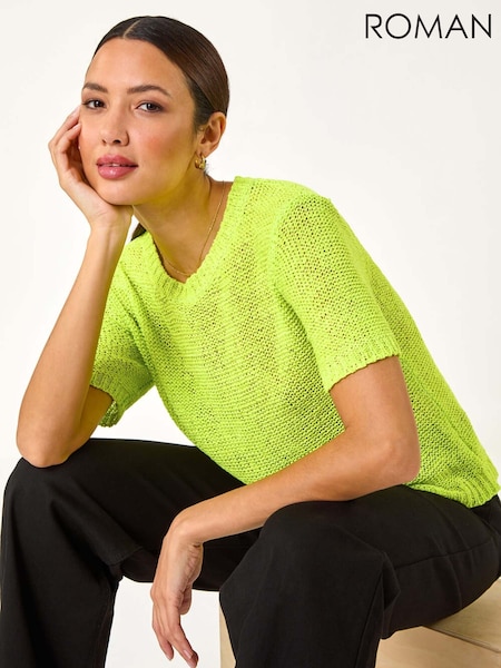 Roman Green Textured Knit Top (F13574) | £32