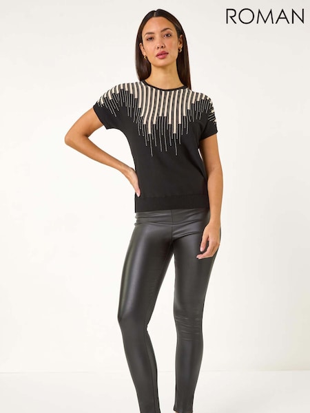 Roman Black Piano Pattern Knit Top (F13610) | £40