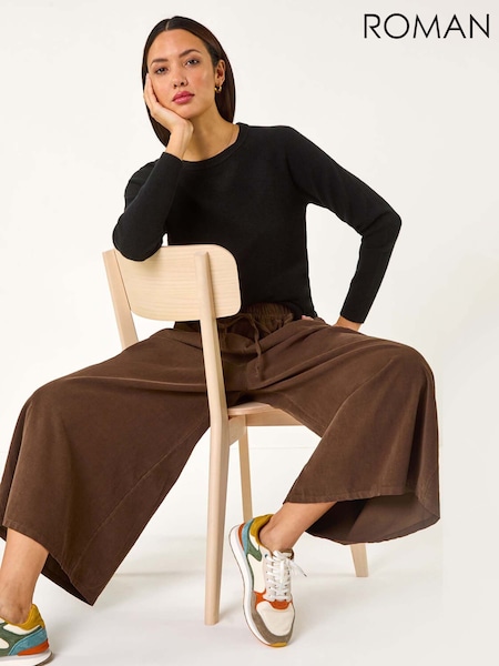 Roman Brown Corduroy Wide Leg 100% Cotton Culottes (F13621) | £42