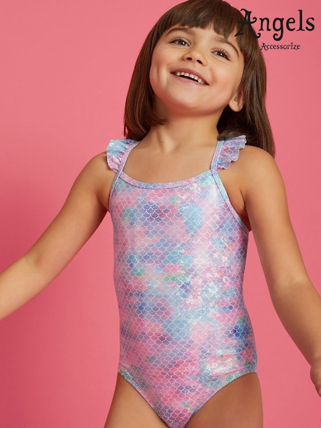 Angels By Accessorize Pink/Blue Girls Frilly Mermaid Swimsuit (F13652) | £16 - £17
