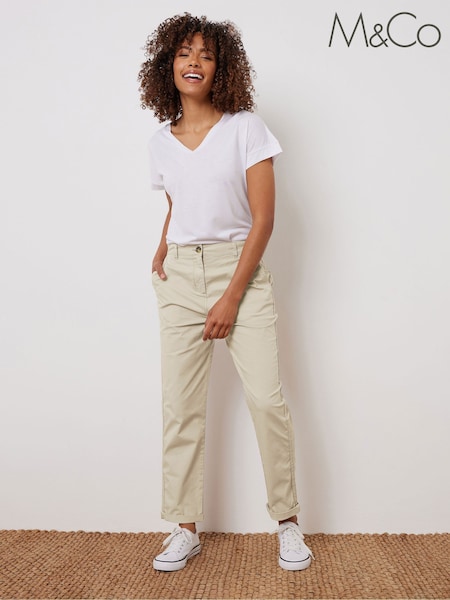M&Co Natural Petite Chino Trousers (F13704) | £33