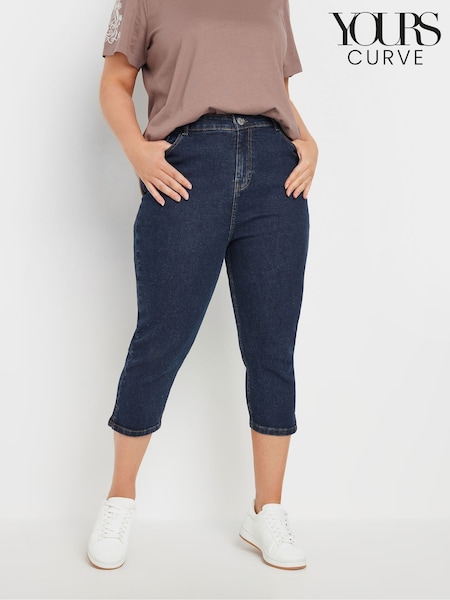 Yours Curve Blue AVA Capri Trousers (F13756) | £29