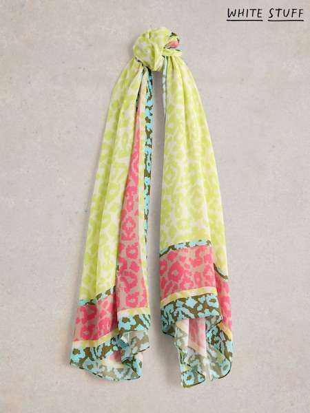 White Stuff Yellow Animal Print Patchwork Scarf (F13792) | £25