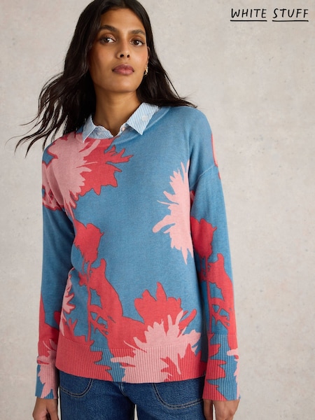 White Stuff Blue Olive Floral Jumper (F13801) | £59