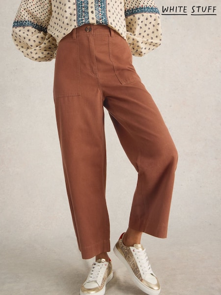 White Stuff Brown Romy Wide Leg Cropped Trousers (F13948) | £65