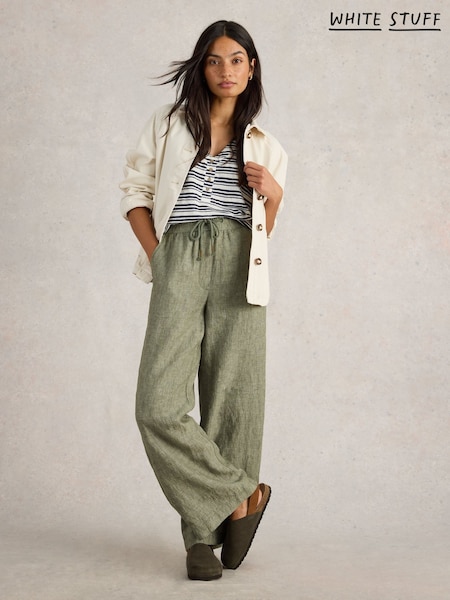 White Stuff Green Belle Linen Wide Leg Trousers (F13950) | £69