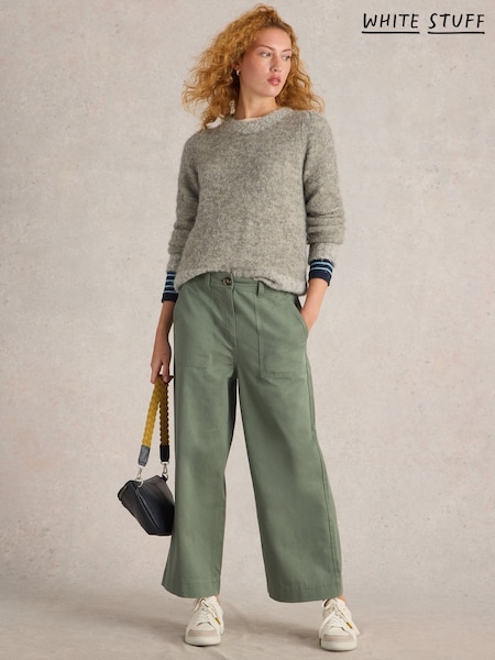 White Stuff Green Romy Wide Leg Cropped Trousers (F13955) | £65