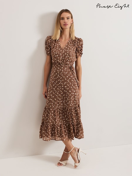 Phase Eight Natural Amy Spot Shimmer Midi Dress (F14001) | £149