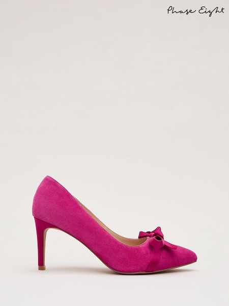 Phase Eight Pink Suede Bow Front Court Shoes (F14008) | £109