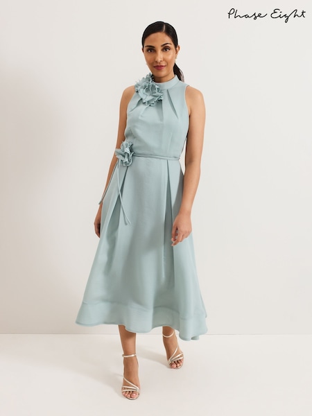 Phase Eight Blue Petite Senita floral Detail Midi Dress (F14024) | £179