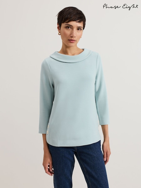 Phase Eight Blue Remy Textured Cowl Neck Top (F14032) | £59