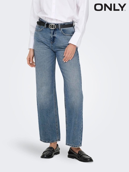 ONLY Blue 100% Cotton Mid Waist Straight Fit Jeans (F14193) | £30