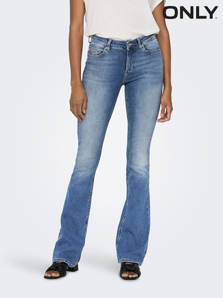 ONLY Blue Blush Mid Waist Flared Jeans With Super Stretch (F14194) | £38
