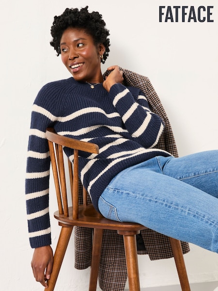 FatFace Navy Breton Stripe Knitted Jumper (F14286) | £52