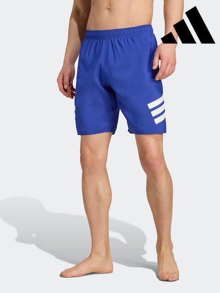 adidas Blue 3-Stripes 8 Inch Swim Shorts (F14344) | £30