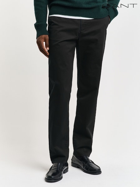 GANT Black Slim Fit Twill Trousers (F14415) | £100
