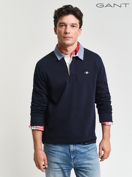 GANT Blue 100% Cotton Rugby Shirt (F14425) | £100
