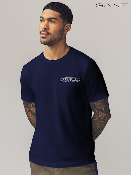 GANT Blue Short Sleeve 100% Cotton T-Shirt (F14434) | £35